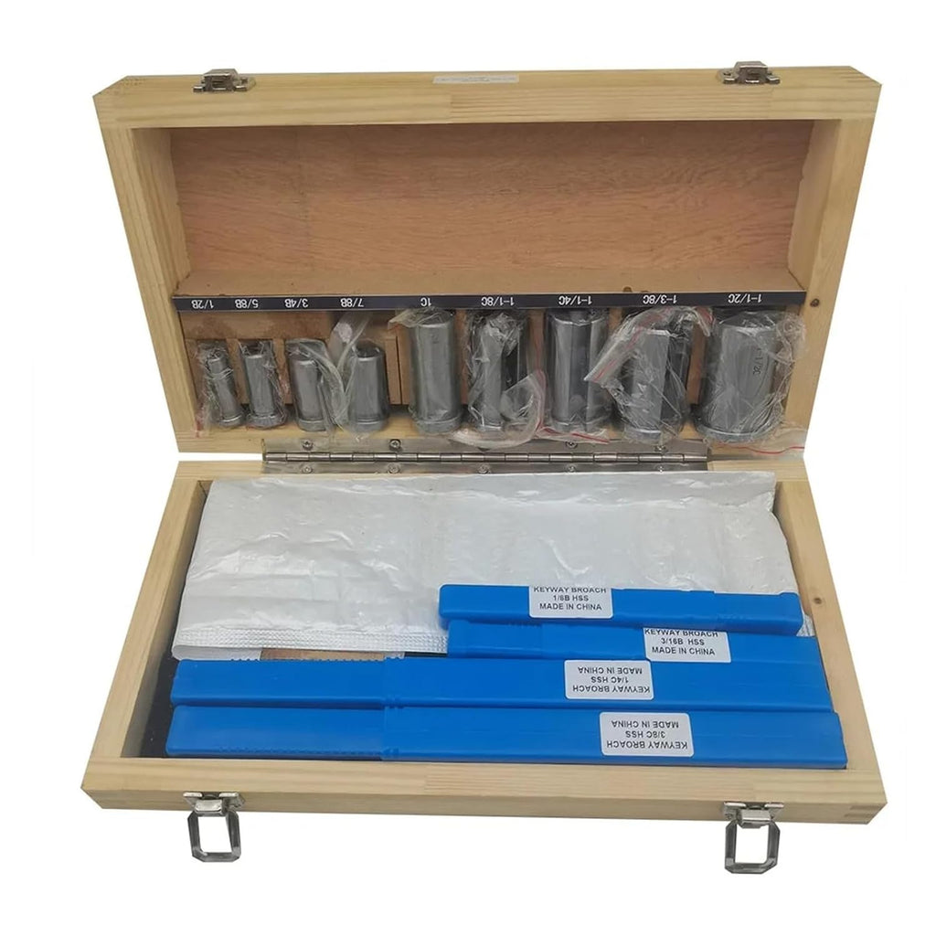 18 PCS Keyway Broach Set HSS Keyway Cutting Tool for Lathe Metric Size Broaches with Bushings and Shims for Metalworking, Lathe