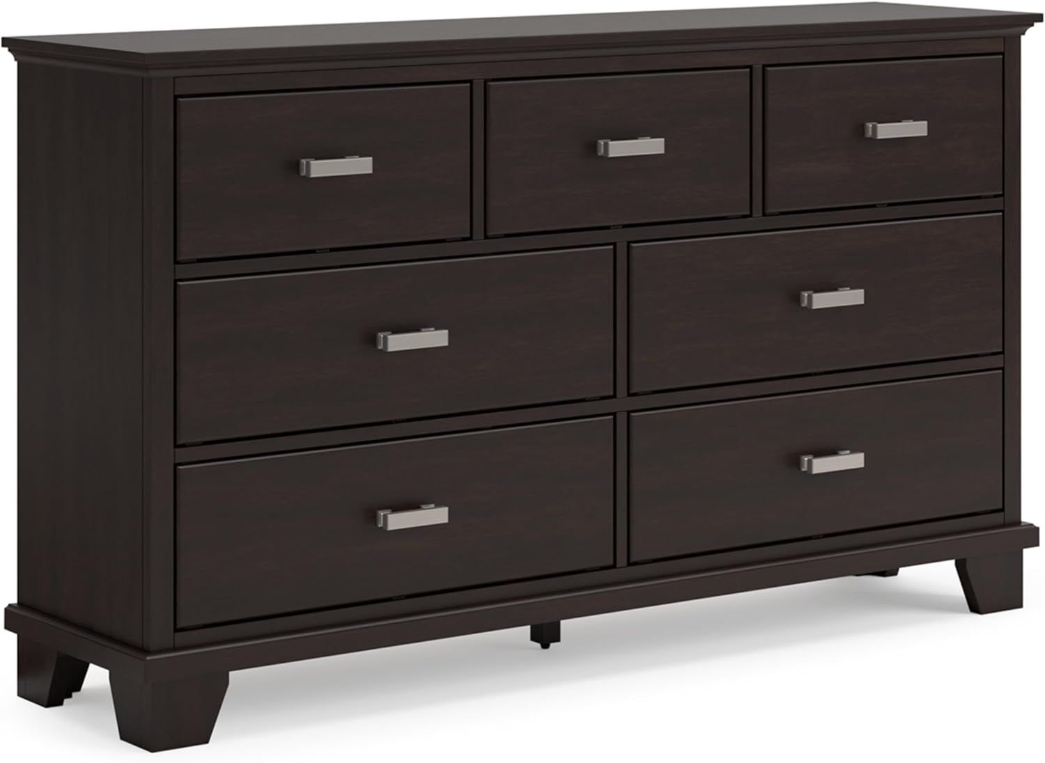 Signature Design by Ashley Covetown Bedroom Dresser, 62-Inch Wide 7-Drawer Storage, Dark Brown, Quick and Easy Assembly, Hardwood Solids, Engineered Wood Veneer, and MDF Substrates