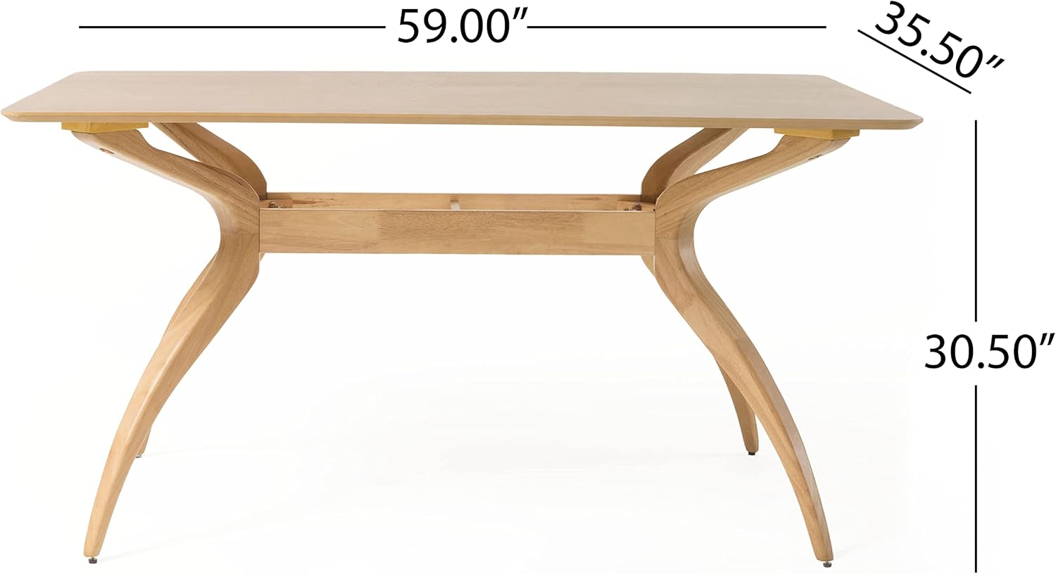 Christopher Knight Home Lucious Curved Leg Rectangular Dining Set, 5-Pcs Set, Natural Oak / Light Beige