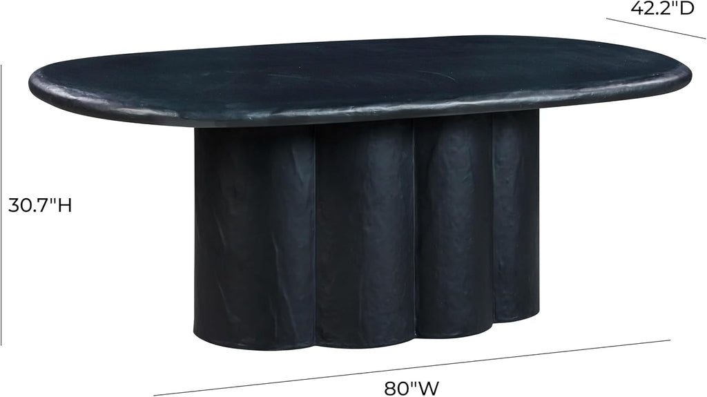 Tov Furniture Elika Black Faux Plaster Oval Dining Table