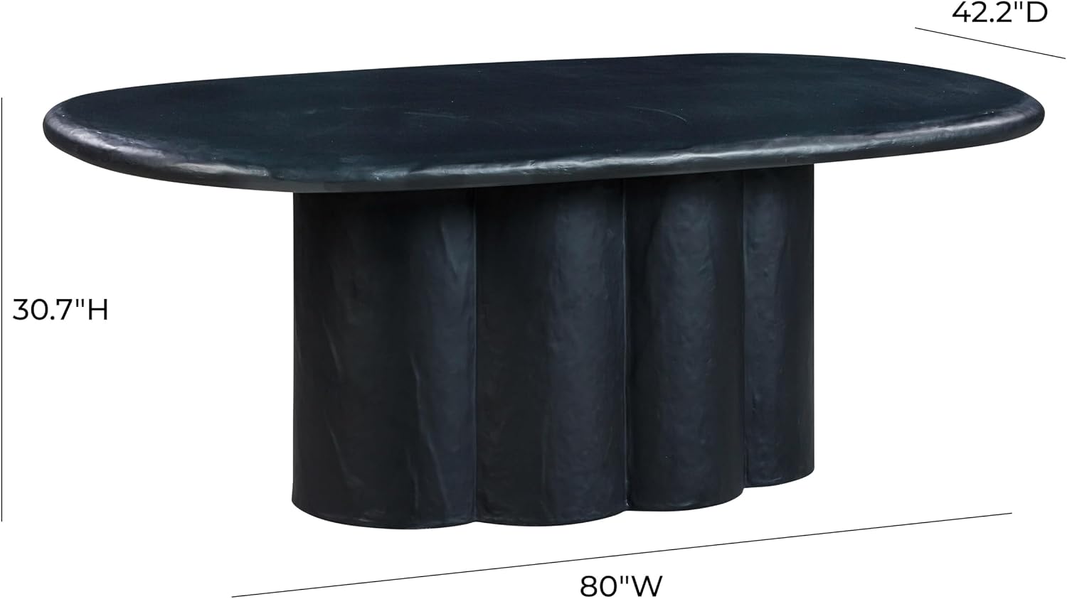 Tov Furniture Elika Black Faux Plaster Oval Dining Table