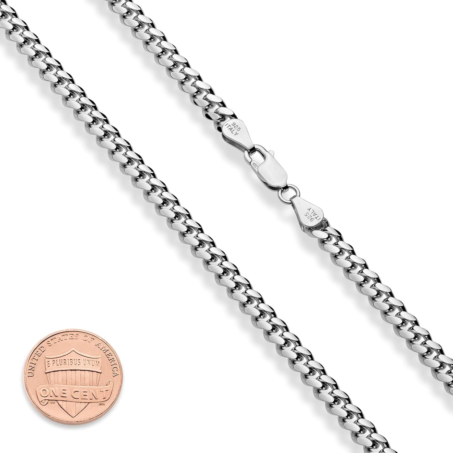 Miabella Italian Heavy 925 Sterling Silver Thick 3.2mm, 5mm, 7mm Curb Cuban Link Chain Necklace for Men Made in Italy