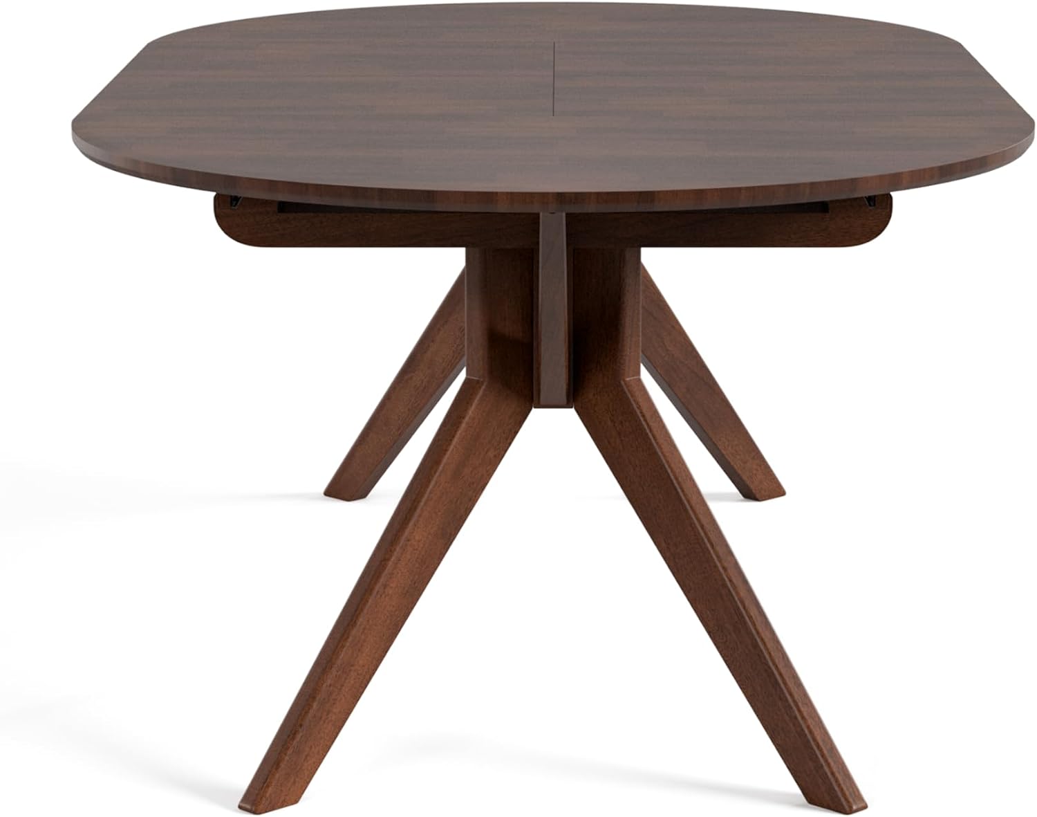 Furniture of America Nazaen V 78.5' Mid-Century Modern Solid Wood Live Edge Extendable Dining Table with Steel Support, Walnut Finish, Seats 6–8