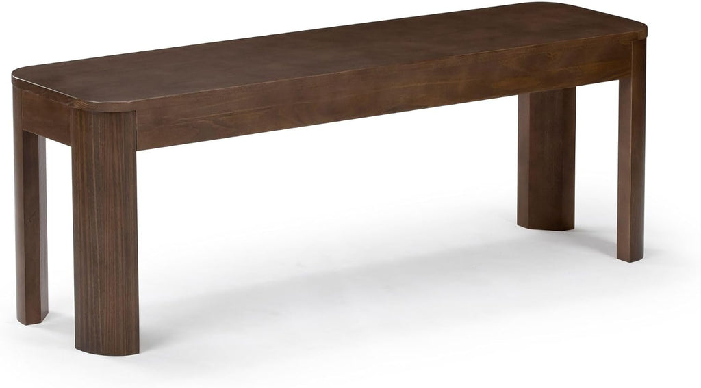 Plank+Beam Contour Bench, Modern Rounded 58 Inch Dining Bench, Bench for 72 Inch Kitchen Table, Walnut