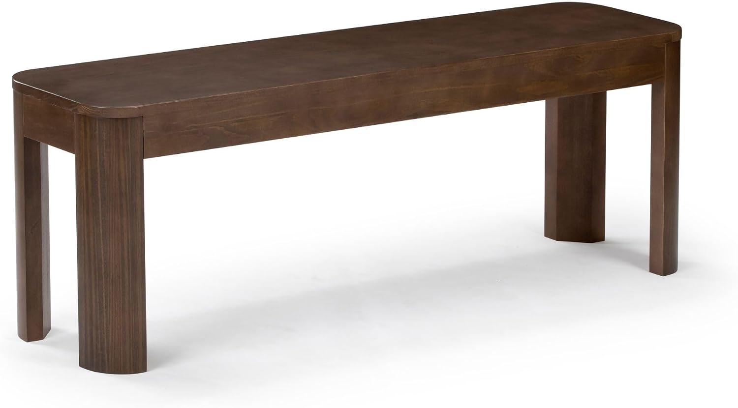 Plank+Beam Contour Bench, Modern Rounded 58 Inch Dining Bench, Bench for 72 Inch Kitchen Table, Walnut