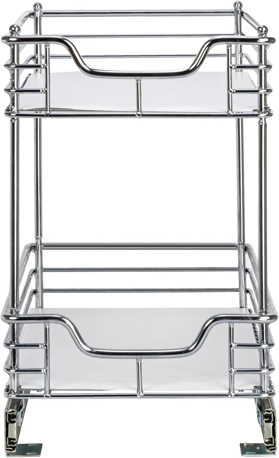 Household Essentials Glidez 2‑Tier Multipurpose Large Chrome‑Plated Steel Pull‑Out/Slide‑Out Under Cabinet Organizer with Plastic Liner, Chrome Finish