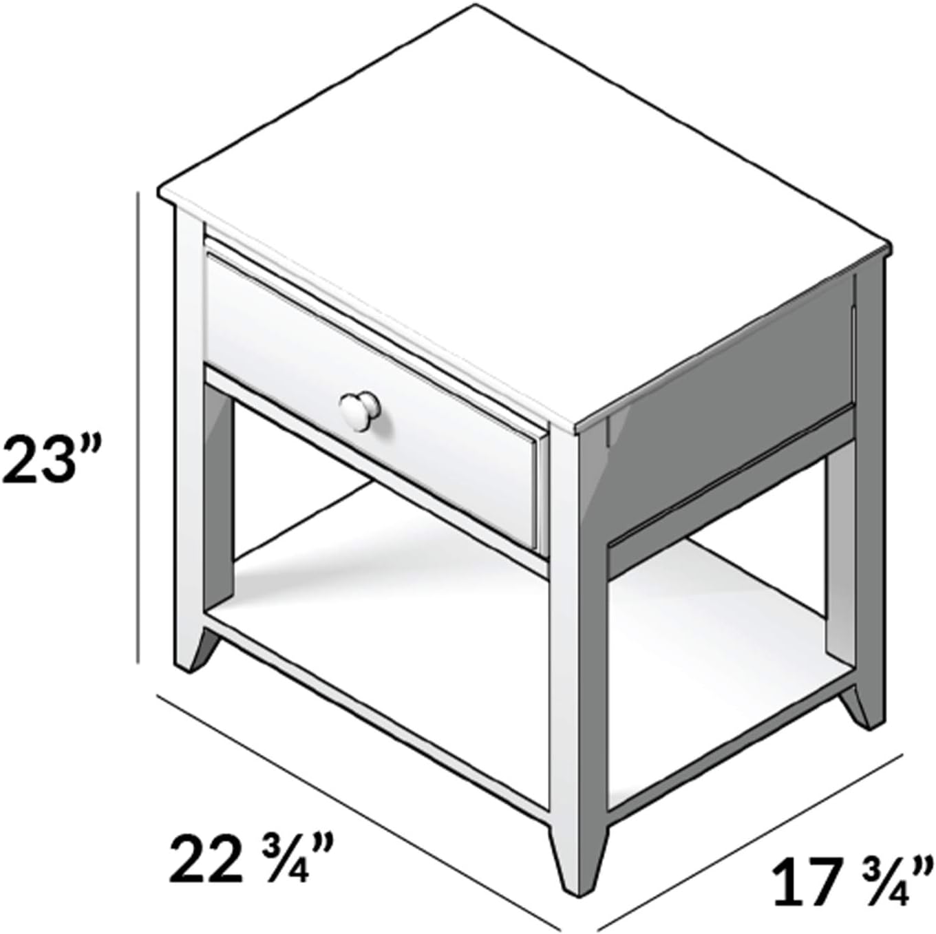 Max & Lily Nightstand with Drawer and Shelf, Clay