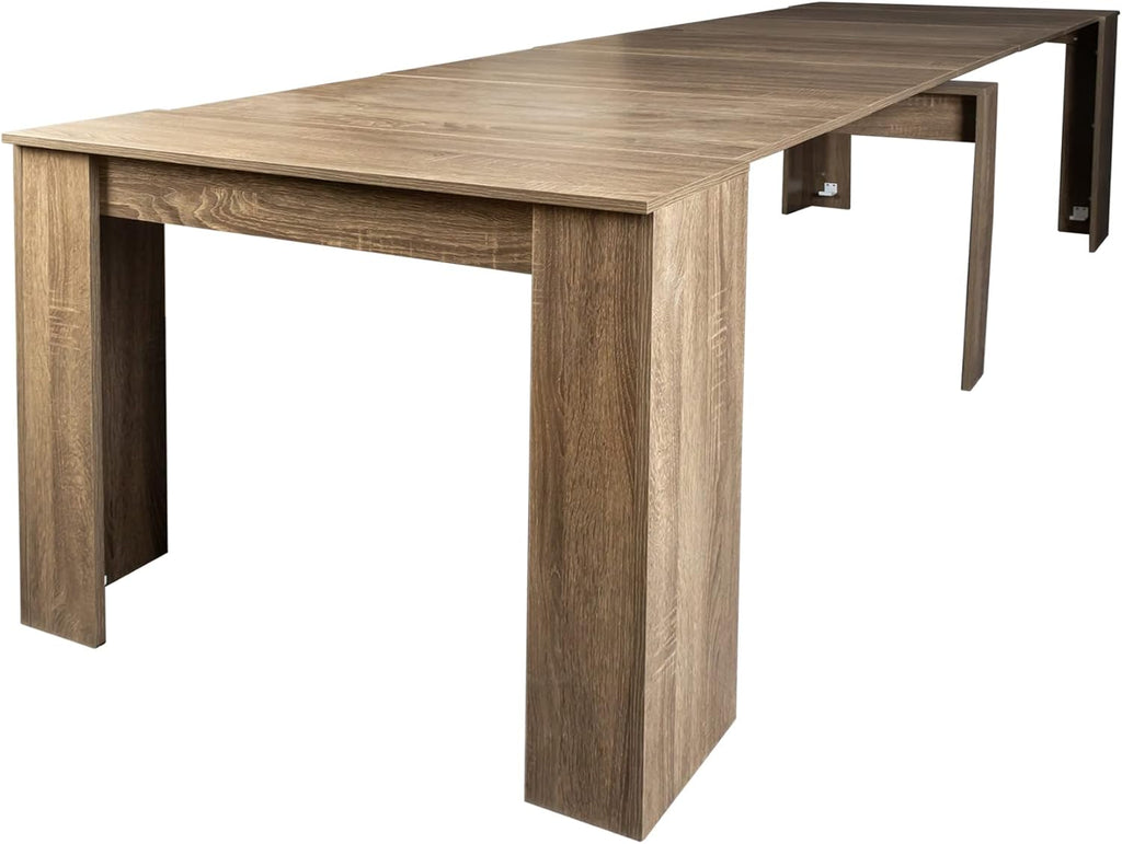 20' to 118.5' Extendable Console to Dining Table, Transformer Dining Table for 2-12 People, Space-Saving Modern Large Table, Expanding Dining Room Table, Gray