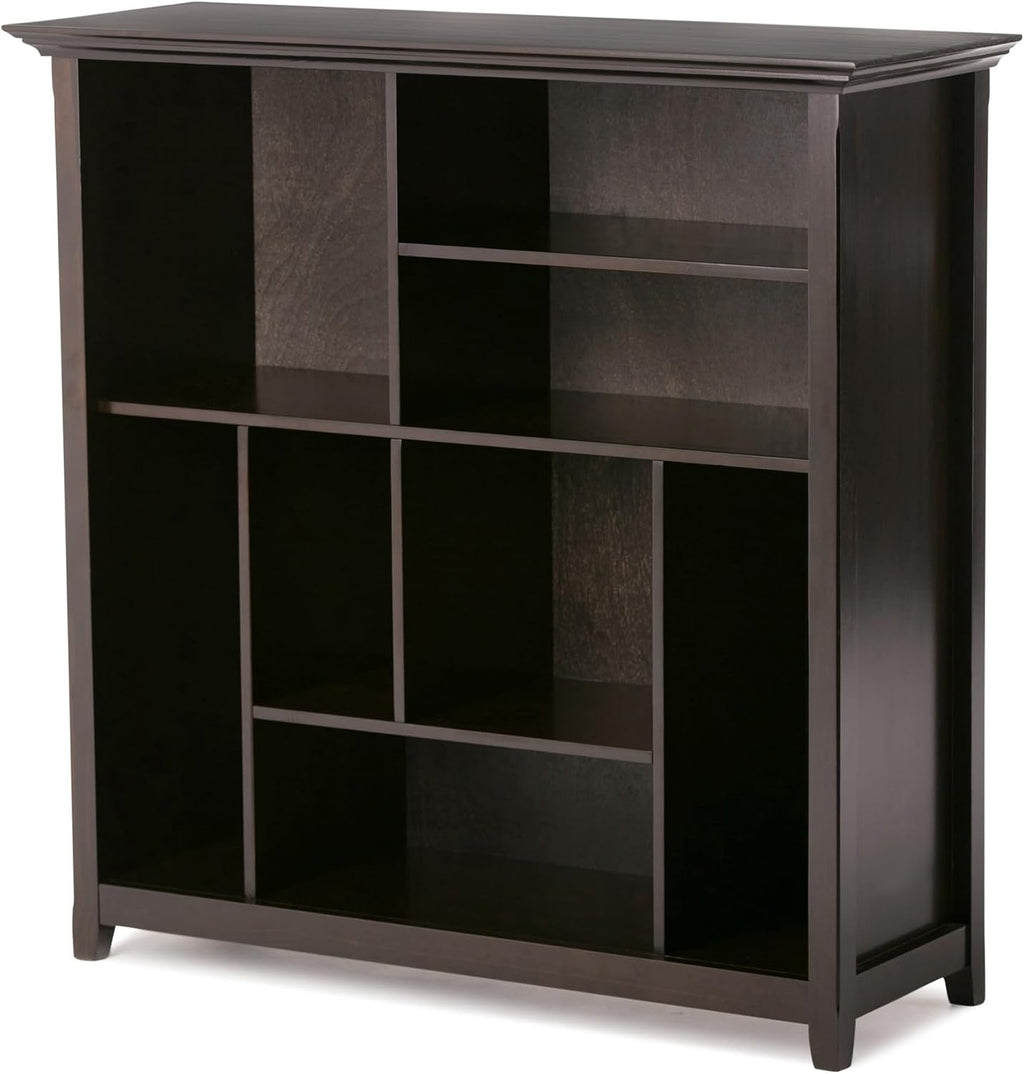 SIMPLIHOME Amherst Bookcase - 44 inch Tall Multi-Cube Solid Wood Cube Organizer in Hickory Brown, Transitional Bookcase Storage for Living Room, Study or Office with Fixed Shelves and Tapered Legs