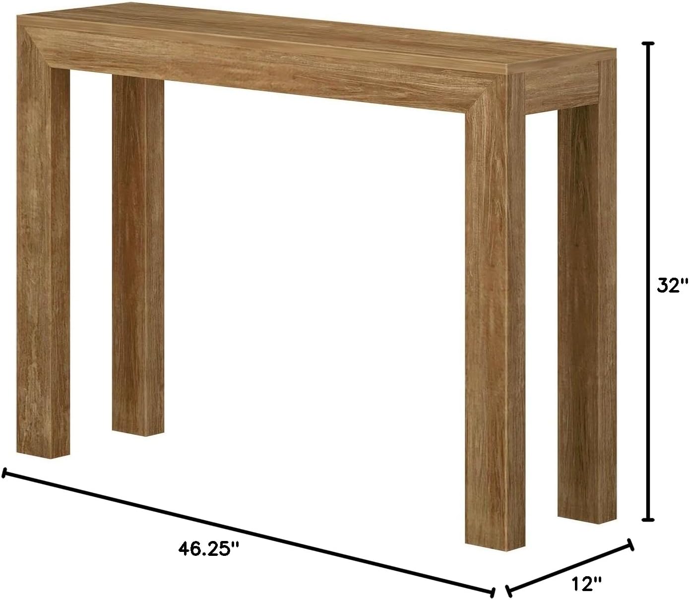 Plank+Beam Modern Solid Wood Console Table, 46 Inch, Sofa Table, Narrow Entryway Table for Hallway, Behind The Couch, Living Room, Foyer, Easy Assembly, Pecan