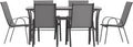 Flash Furniture Brazos Commercial Outdoor Dining Set, 60' Tempered Glass Patio Table with Umbrella Hole, 6 Stack Chairs with Flex Comfort Seats and Backs, Gray/Black
