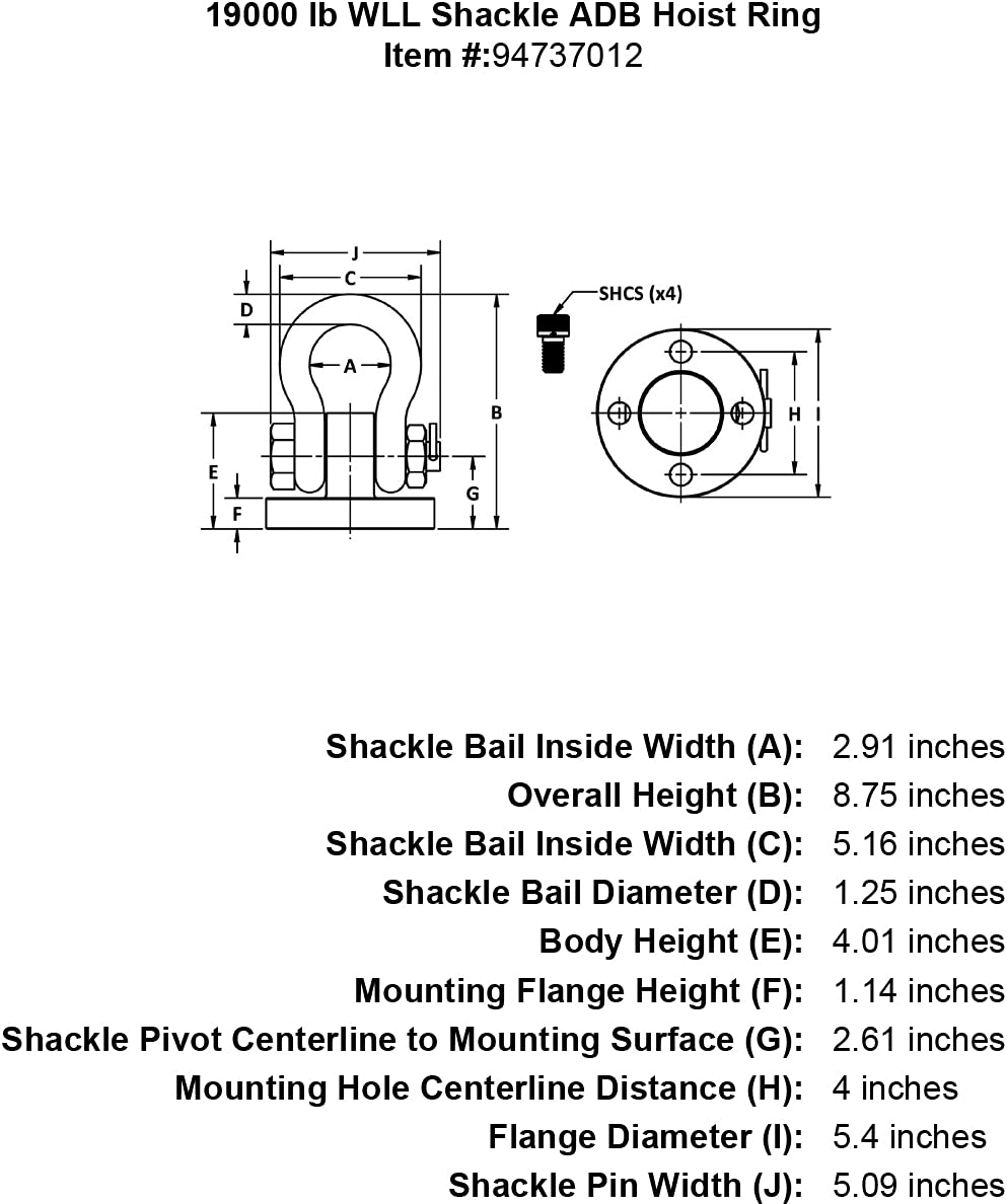 HRS Shackle Hoist Ring (36560)