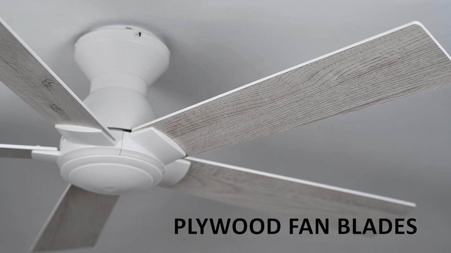 CEME 52 Inch Flush Mount Ceiling Fan without Lights, White Ceiling Fan with Remote Low Profile, 10-Speed Reversible DC Motor, 5 Dual Finish Blades, Indoor for Bedroom