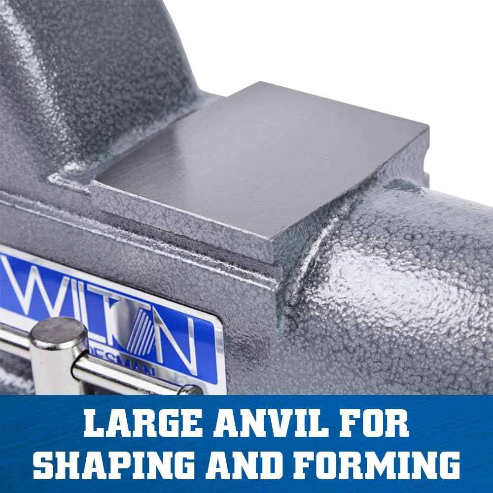 Wilton Tradesman Bench Vise, 6-1/2' Jaw (Width 6', Max Opening 4') Throat (Model 1765), Gray