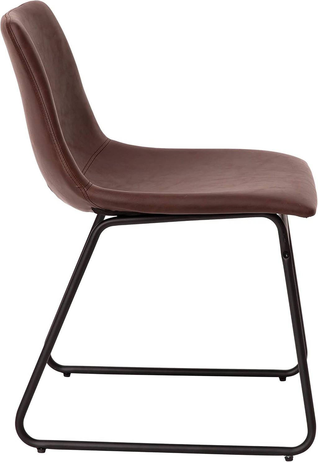 Flash Furniture Butler 18' LeatherSoft Dining Table Height Chairs, Mid-Century Modern Bucket Style Dining Chairs, Set of 2, Dark Brown/Black