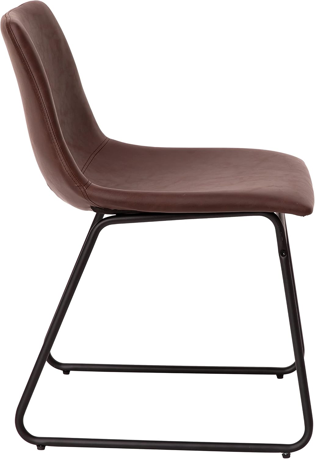 Flash Furniture Butler 18' LeatherSoft Dining Table Height Chairs, Mid-Century Modern Bucket Style Dining Chairs, Set of 2, Dark Brown/Black