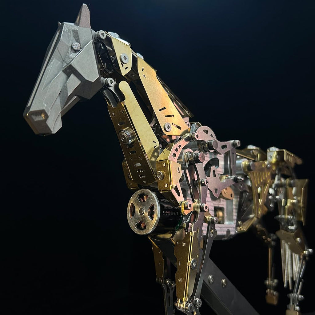 3D Metal Puzzle for Adults, 3D Metal Mechanical Horse Model Kit, Dynamic Moving Bionic Mechanical Horse with Brushless Motor, Bionic Kinetic Animal Assembly Model, Desk Decor & STEM Gift