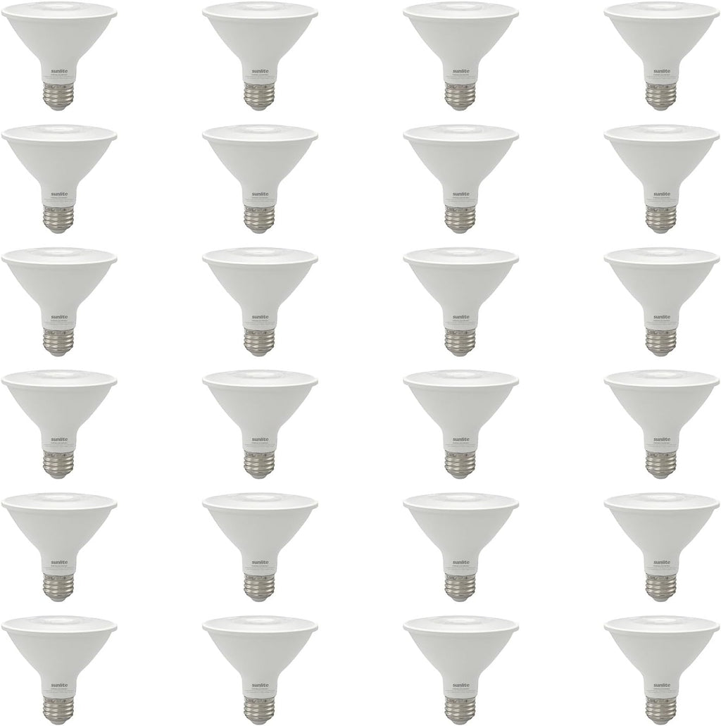 Sunlite Reflector PAR30 LED Bulb, Spotlight, 9W (75W=), 750 Lmns, Medium E26 Base, 90 CRI, Dimmable, Decorative Track Lighting Use, ETL, Title-20 Compliant, Bulk, 24 Pack, 40K-Cool White