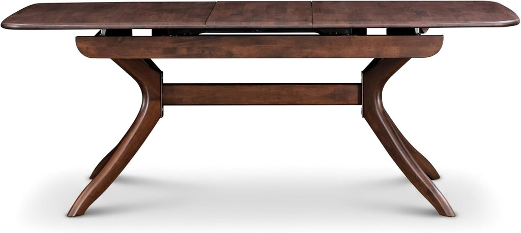 Furniture of America Nazaen Modern Solid Wood 78.8-inch Extendable Rectangular Dining Table with Pop-Up Mechanism, Curved Leg for Home Kitchen, Dinettes, Rich Walnut