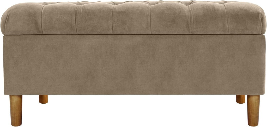 HomePop 40' Ainsley Button Tufted Storage Bench - Fawn Velvet