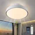 AHAWILL Low Profile Ceiling Fan with Light,18.9' Bladeless Flush Mount Ceiling Fan with Remote,6 Speeds,Reversible,Dimmable Modern Enclosed Ceiling Fans for Bedroom Living Room,White