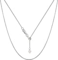 Jewelry Affairs 10k White Real Gold Adjustable Box Link Chain Necklace, 0.7mm, 22'