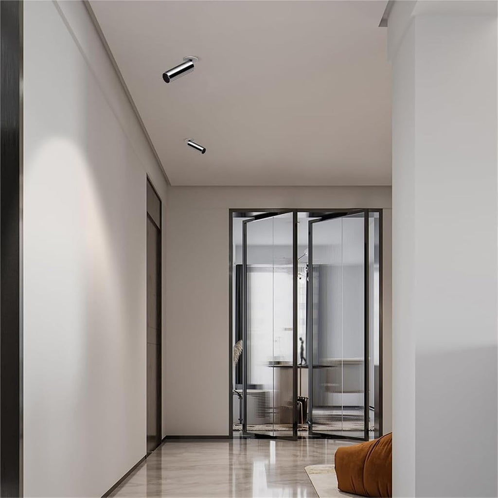 Chrome Ceiling Spotlight LED Adjustable Flush Mount Spot Lamp Recessed Spotlights Aent Fixture for Living Room Bedroom Artwork Display Spotlight Indoor Downlight(3000K,5.5 * 12cm)