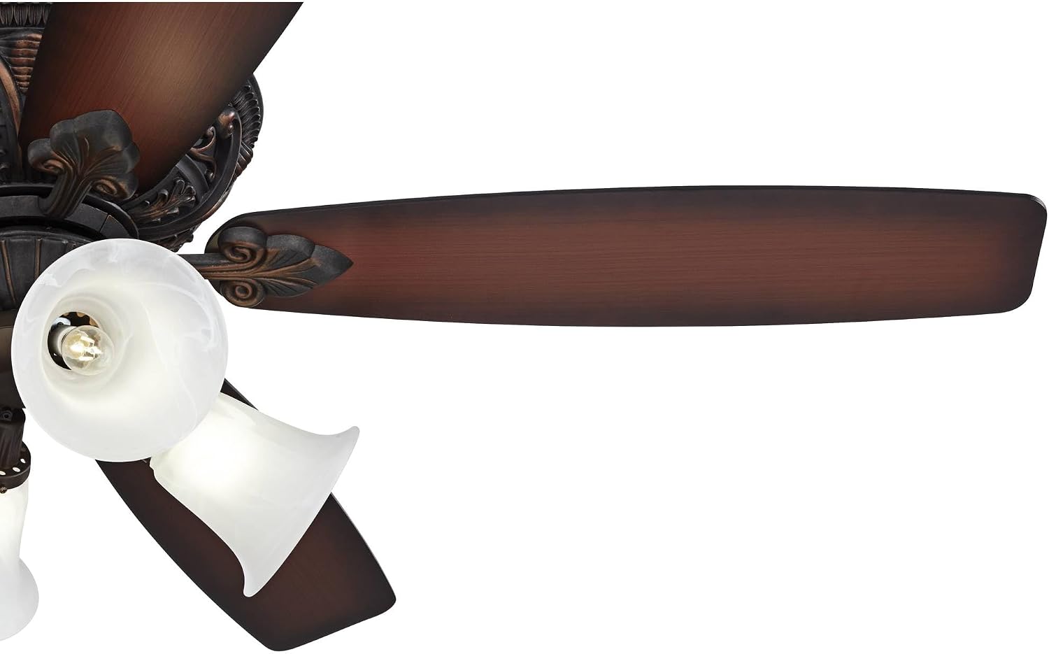 Casa Vieja 60' Montego Traditional Indoor Ceiling Fan 5 Blade Marbleized Glass LED Light Bronze Finish Brown Teak Finish Blades Bedroom Living Room Kitchen Dining Room Decorative Bright Downrod