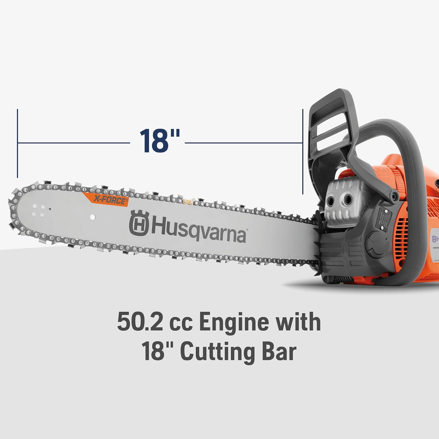 Husqvarna 445 Gas Chainsaw, 50-cc 2.8-HP, 2-Cycle X-Torq Engine, 18 Inch Chainsaw with Automatic Oiler, For Wood Cutting and Tree Trimming