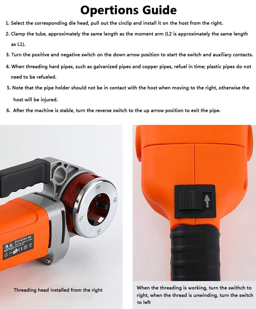 Portable Electric Pipe Threader Pipe Threading Machine with 6 Dies, 2300W Pipe Threading Tool for Galvanized Pipe Iron Pipe Threading 1/2' to 2' (110V)