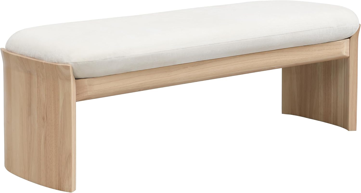 Christopher Knight Home Paxton Fabric Upholstered Ottoman Bench, Rectangular Foot Stools Ottoman, Entryway Wood Ottoman Footrest, Bedroom End of Bed Footstool,Living Room Sofa Extra Seat,Beige+Natural