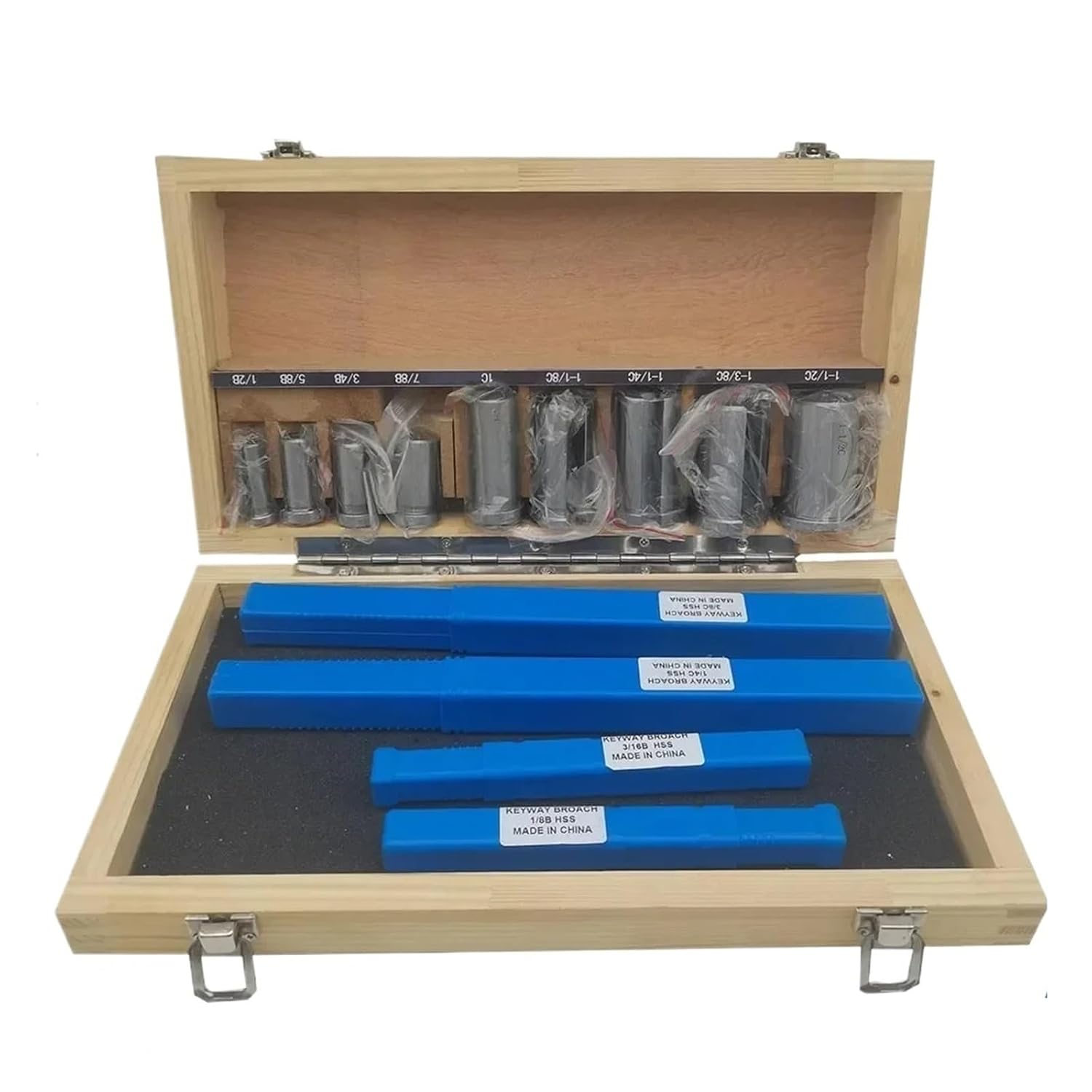 18 PCS Keyway Broach Set HSS Keyway Cutting Tool for Lathe Metric Size Broaches with Bushings and Shims Heat Resistance