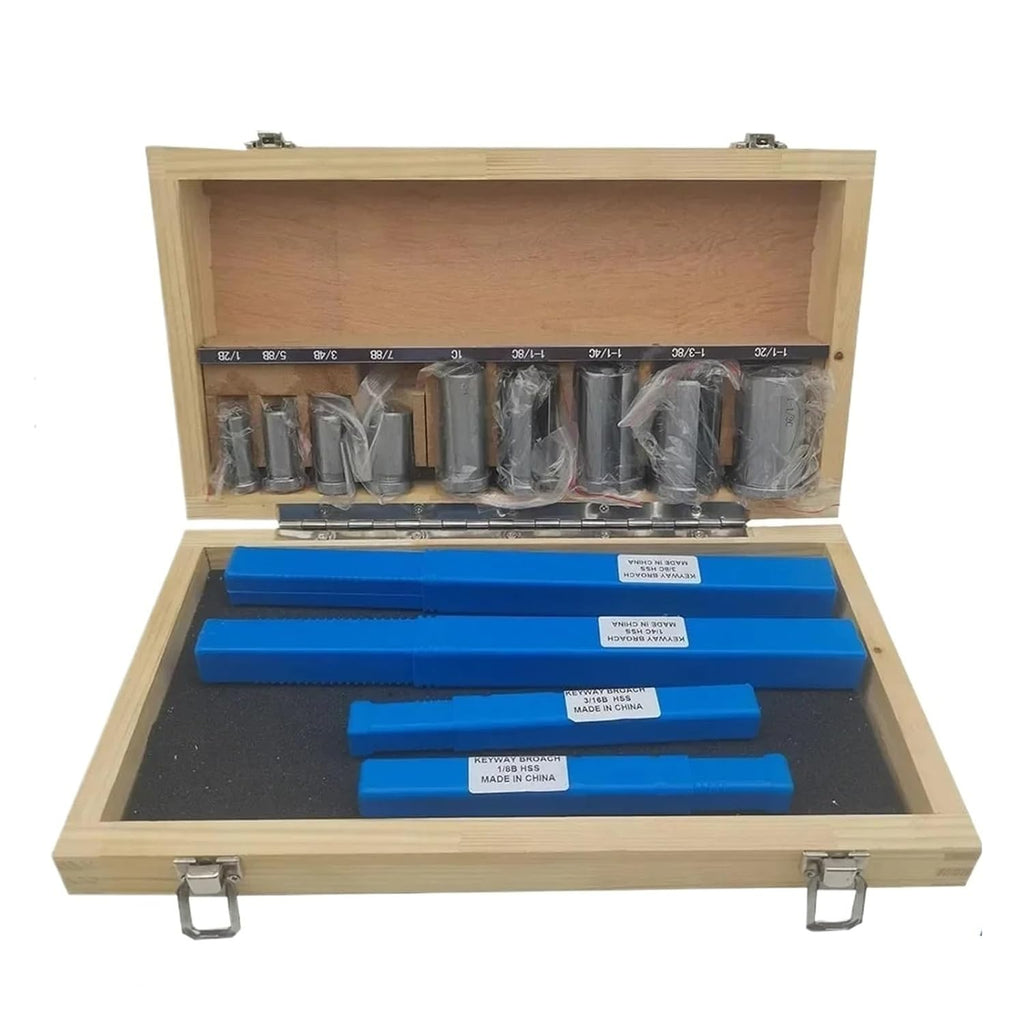 18 PCS Keyway Broach Set HSS Keyway Cutting Tool for Lathe Metric Size Broaches with Bushings and Shims with Precision Ground Teeth