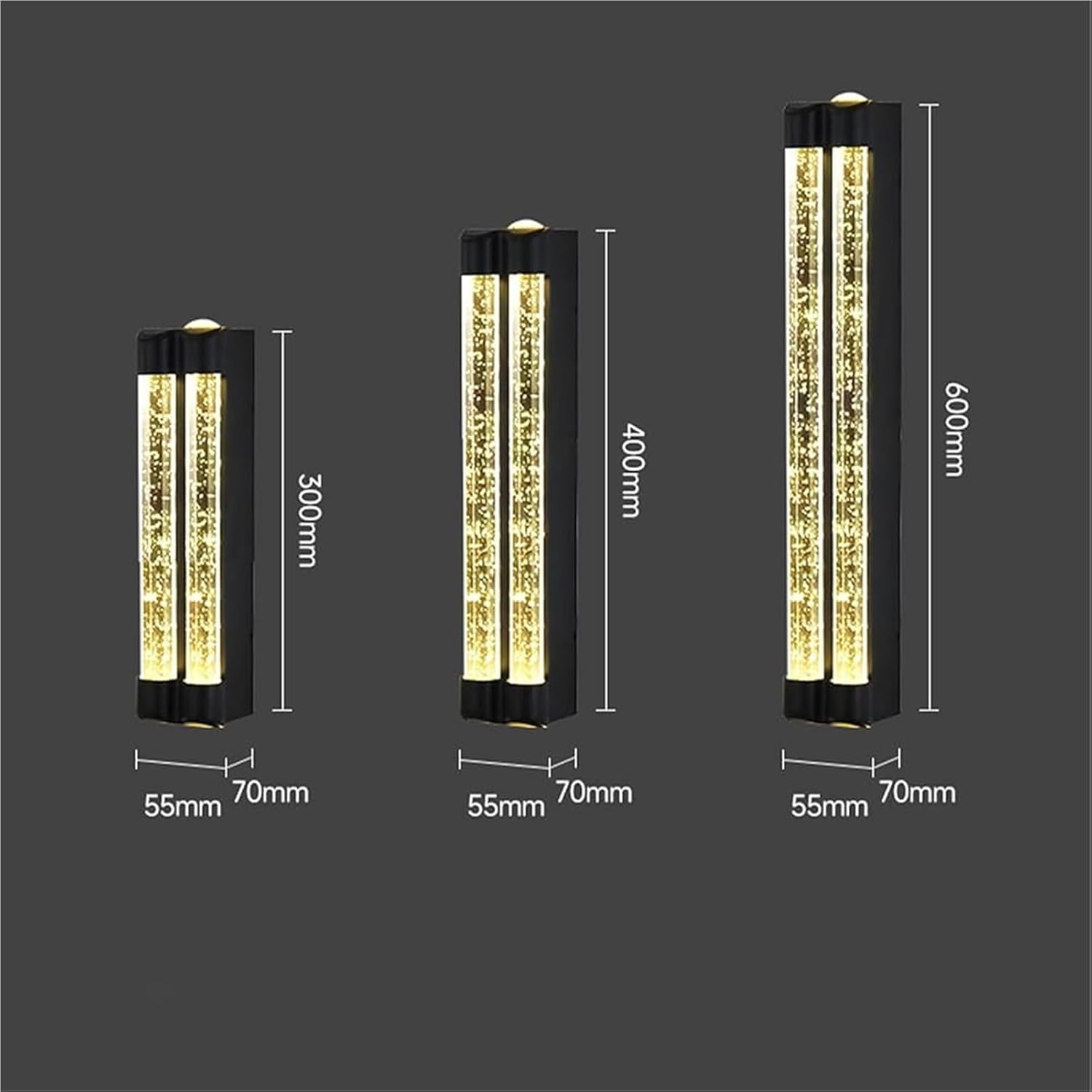 LED Wall Outdoor Crystal Wall Lamps IP65 Waterproof Mains Powered Modern Aluminum Villa Wall Sconces Spotlight Indoor/Outside for Entryway Doorway Balcony(Warm Light,40cm)