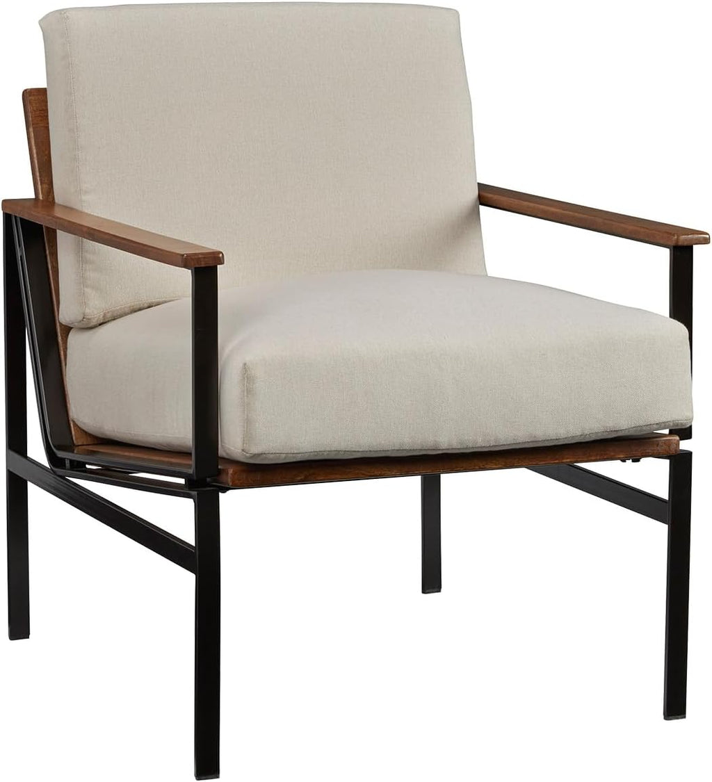 Signature Design by Ashley Tilden Mid-Century Modern Accent Chair, Ivory & Black