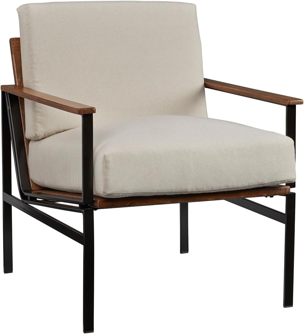 Signature Design by Ashley Tilden Mid-Century Modern Accent Chair, Ivory & Black