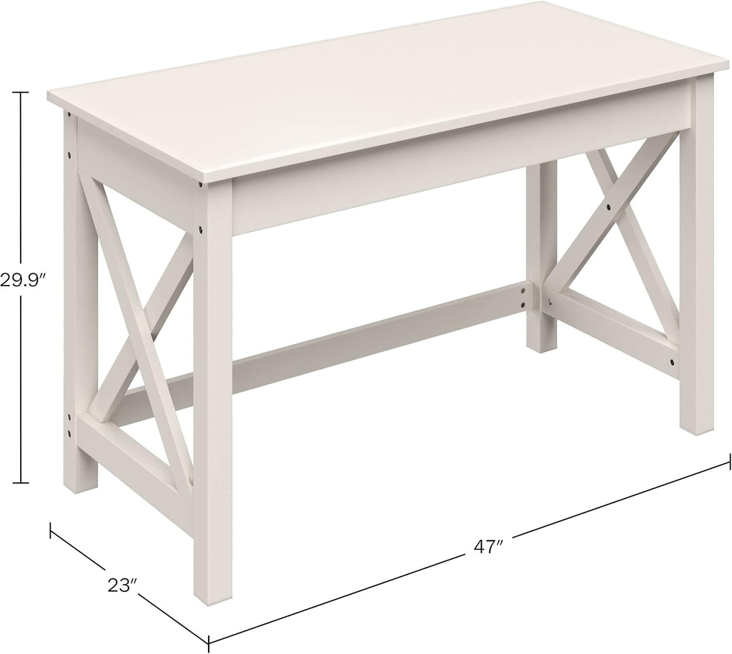 Lavish Home Writing Desk - Work Desk with X-Pattern Legs - for Office, Bedroom, Computer, or Craft Table - Home Office Desks (White)