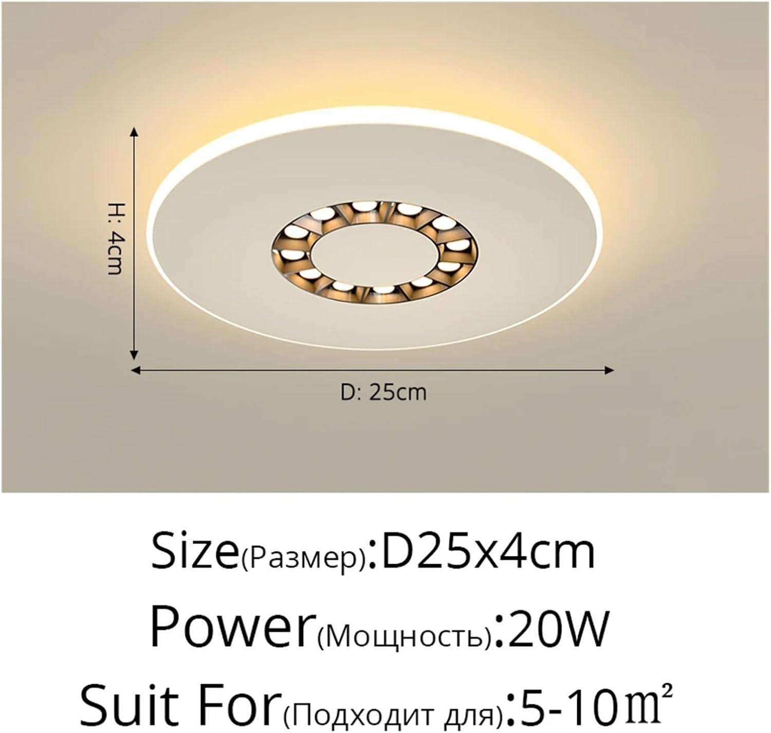Modern Chandelier, Pendant Light Living Room Dining Bedroom Eye Protection Decorative with Spotlight Indoor Lighting(25cm)