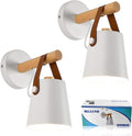 Wall Lamps for Bedroom Indoor Wall Sconces Set of 2 White Modern Wooden Wall Lighting Fixture E26 Base for Nightstand or Farmhouse Aisle Corridor