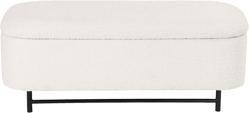 HomePop 46' Ellipse Storage Bench with Metal Legs - Cream Boucle