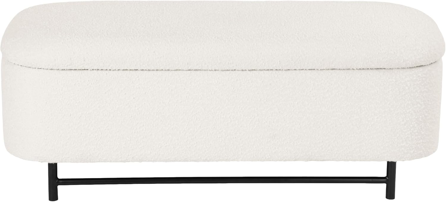 HomePop 46' Ellipse Storage Bench with Metal Legs - Cream Boucle