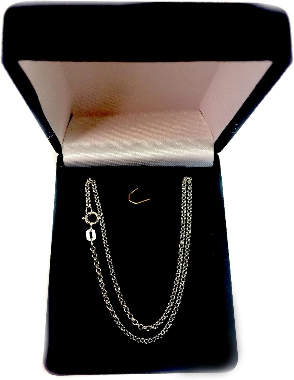 Jewelry Affairs 10k White Gold Round Rolo Link Chain Necklace, 1.9mm