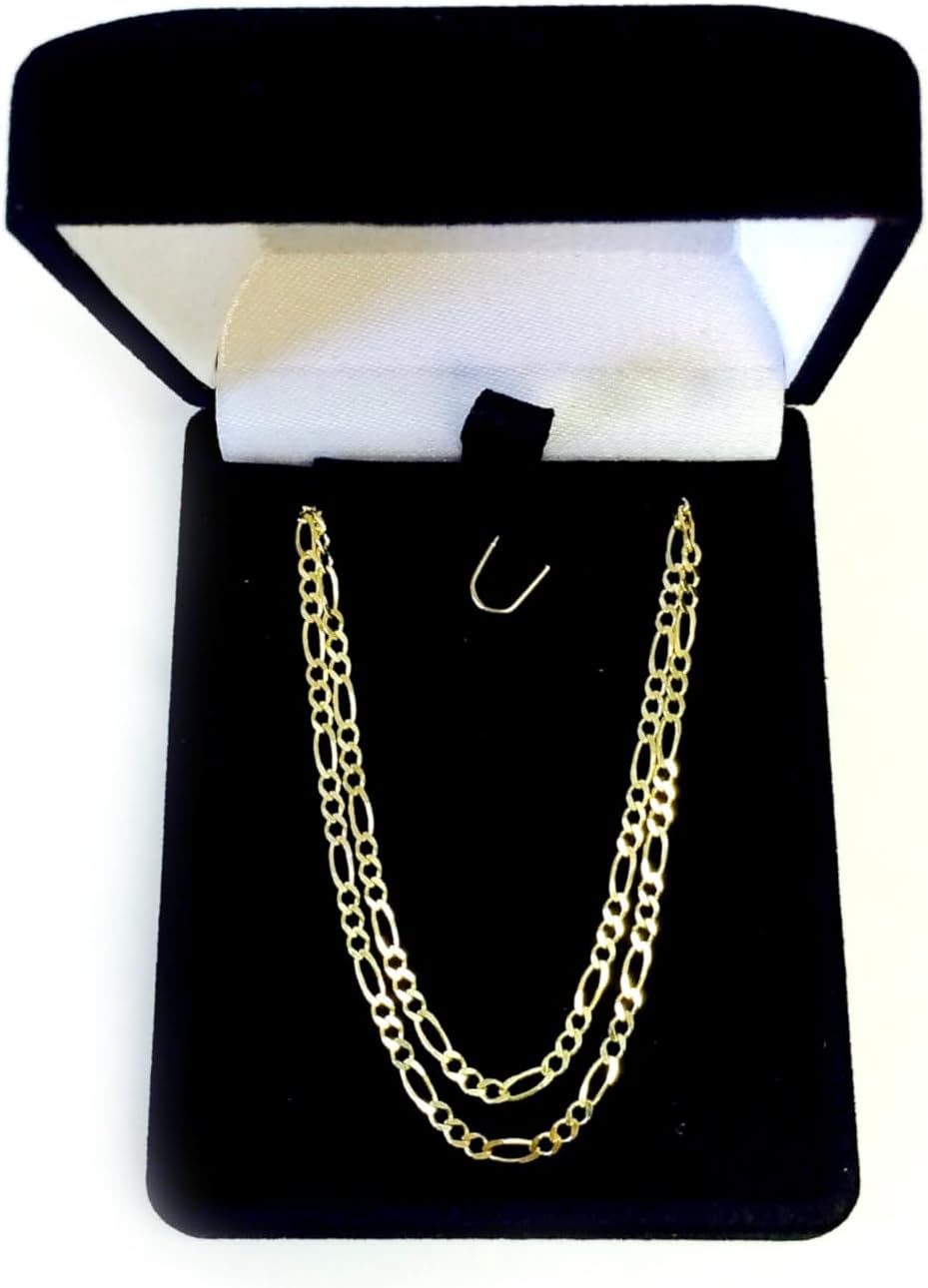 Jewelry Affairs 10k Yellow Solid Gold Figaro Chain Necklace, 1.9mm