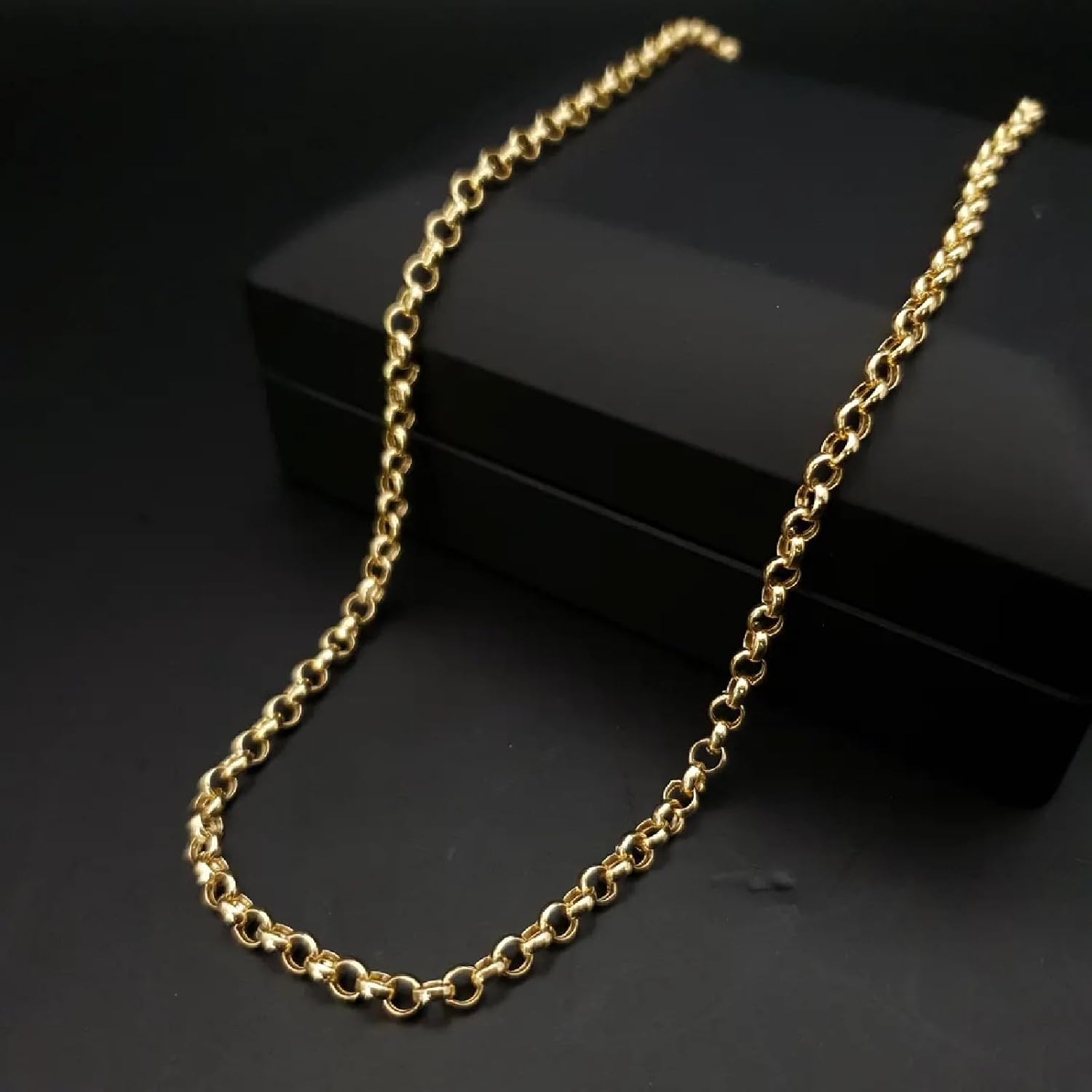 Dacc & Aya Solid 10K Gold Rolo Necklace Real Gold Round Rolo Link Chain for Men Women Diamond Cut Chain with Lobster-Claw Clasp, Sturdy and Shiny 1.5/2/3mm, 16-26 Inch