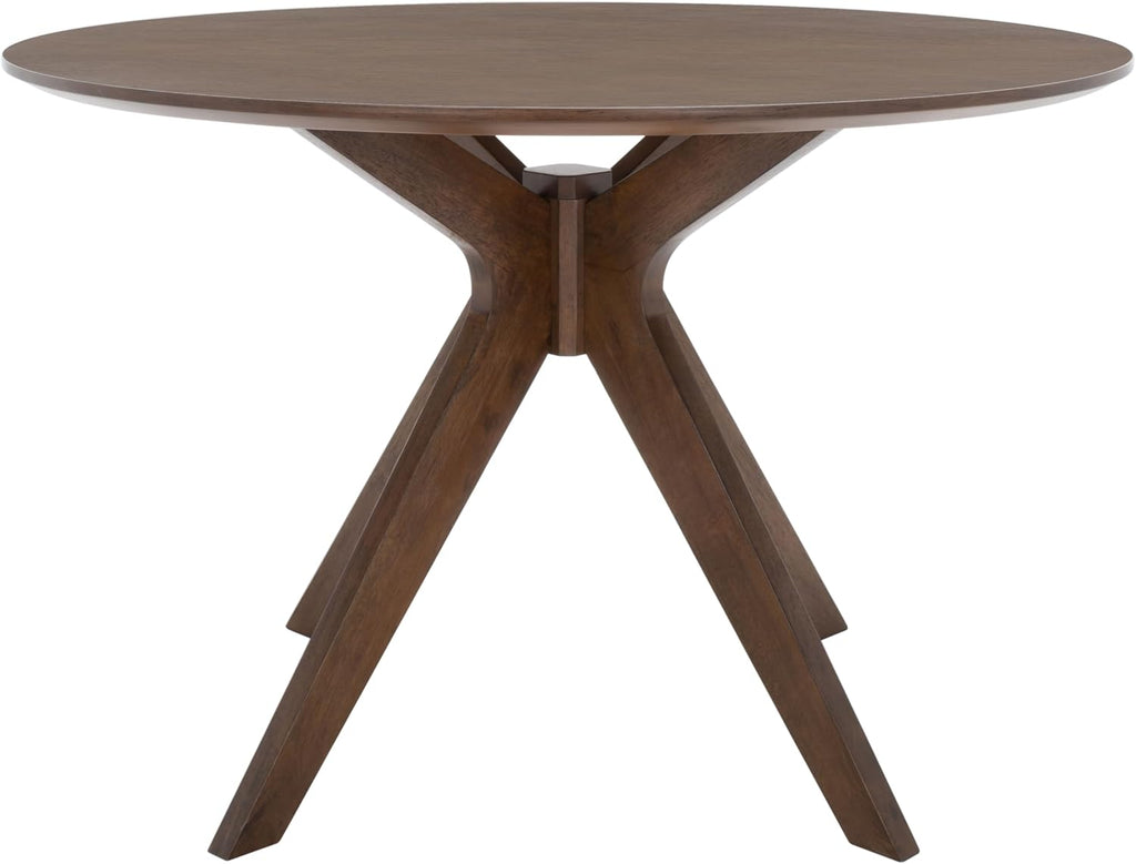 SAFAVIEH Couture Collection – Carolee Walnut Brown 46-Inch Round Dining Table, Farmhouse Dining Table for Kitchen or Dining Room, Seats Up to 4 (SFV2134C)