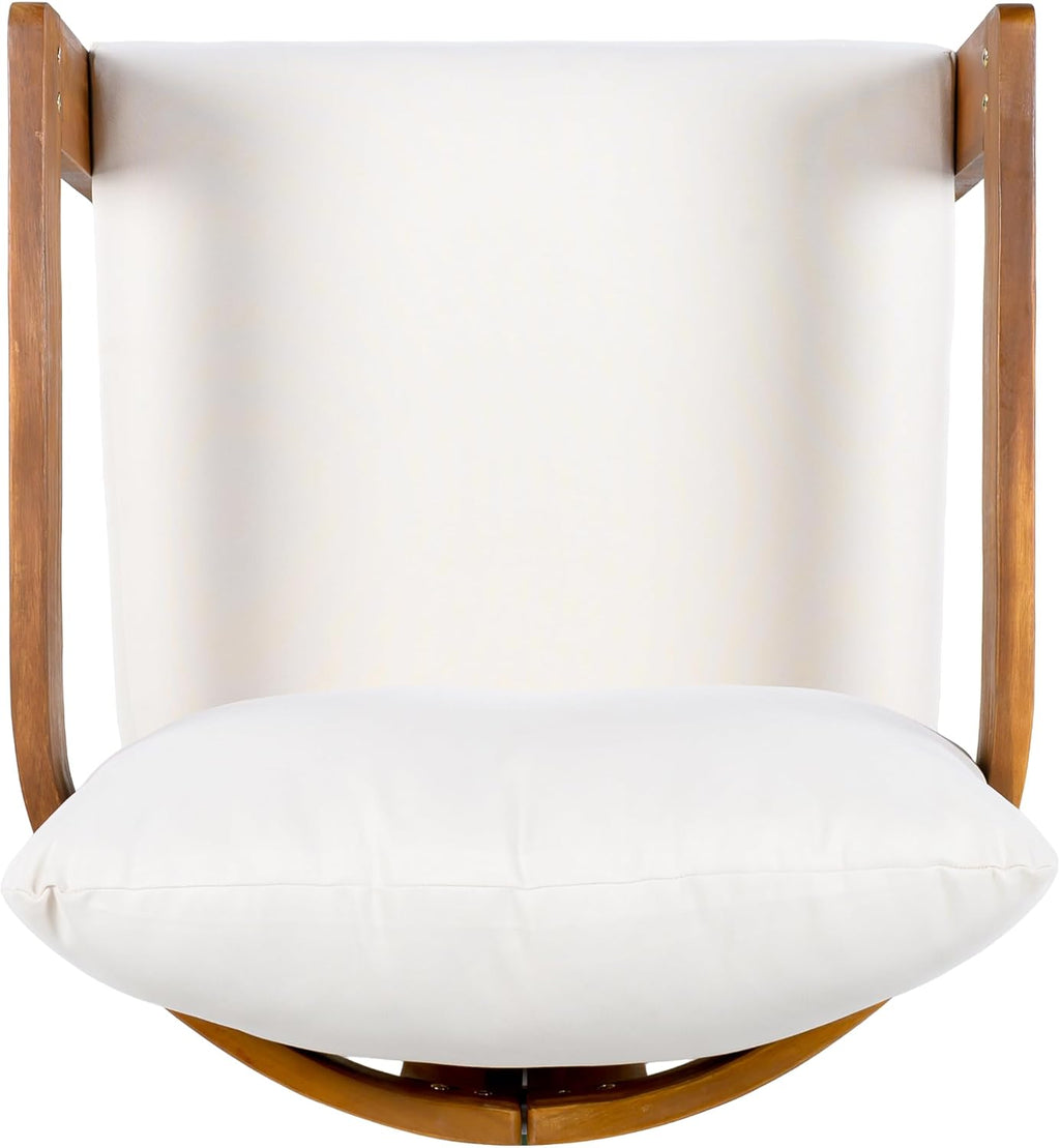 Christopher Knight Home Chloe Acacia Wood Lounge Chair Outdoor Set of 2, Curved Tub Design Accent Chairs with Weather Resistant Cushion, Comfy Low Profile Reading Seating for Backyard, Teak+ Beige