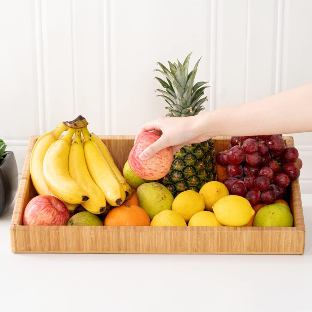 Restaurantware 20 x 12 x 7 Inch Kitchen Counter Box 1 Rectangle Wood Bread Keeper - Sustainable Pantry or Countertop Organizer Natural Bamboo Bread Bin For Kitchen Store Pastries Breads Fruit