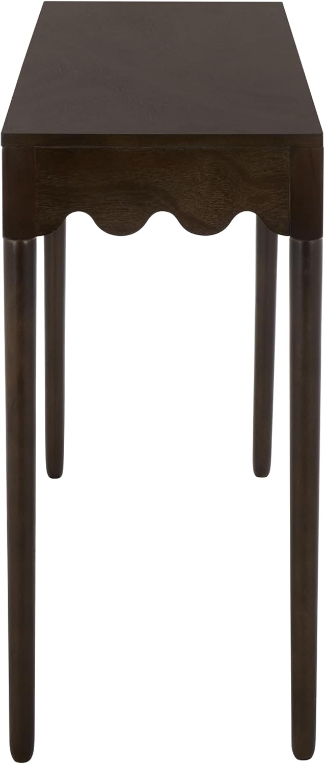 SAFAVIEH Home Collection – Neha Dark Chocolate Solid Wood Console Table, Scalloped Apron Entryway & Living Room Accent (CNS5749A)