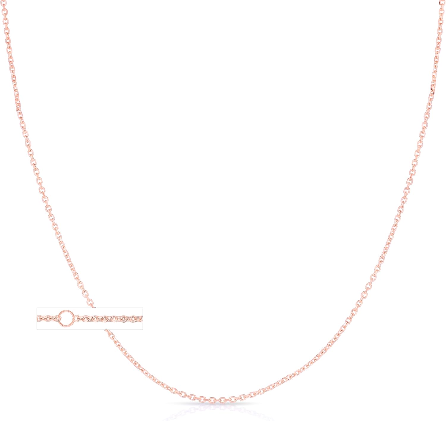 Floreo 10k Yellow Gold, White Gold, or Rose Gold 0.87mm Single Extendable Solid Diamond Cut Cable Chain Adjustable Necklace, 16' - 18 Inch