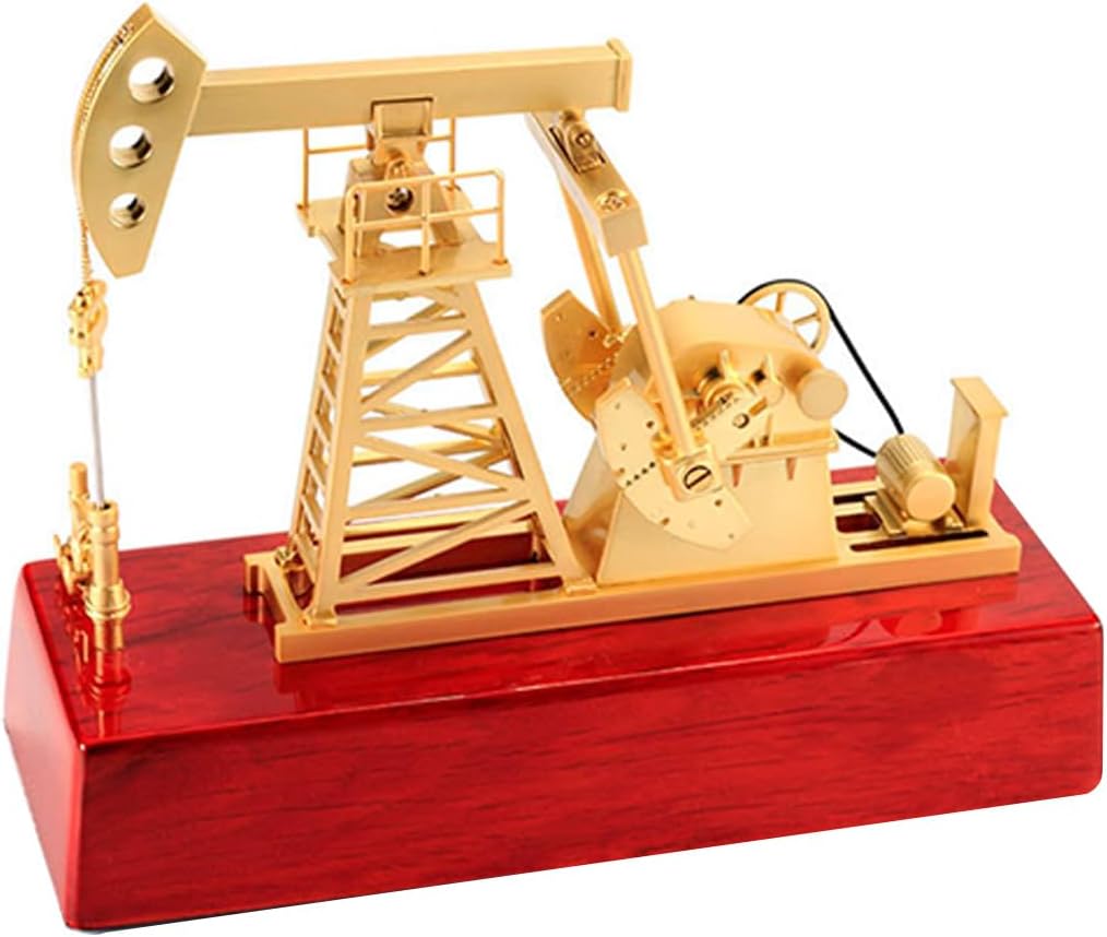 3D Electric Metal Oil Well Pump Jack Model, DIY Industrial Mechanical Model Toy Gift, Creative Desktop Ornament Decoration, Science Eductional Toy